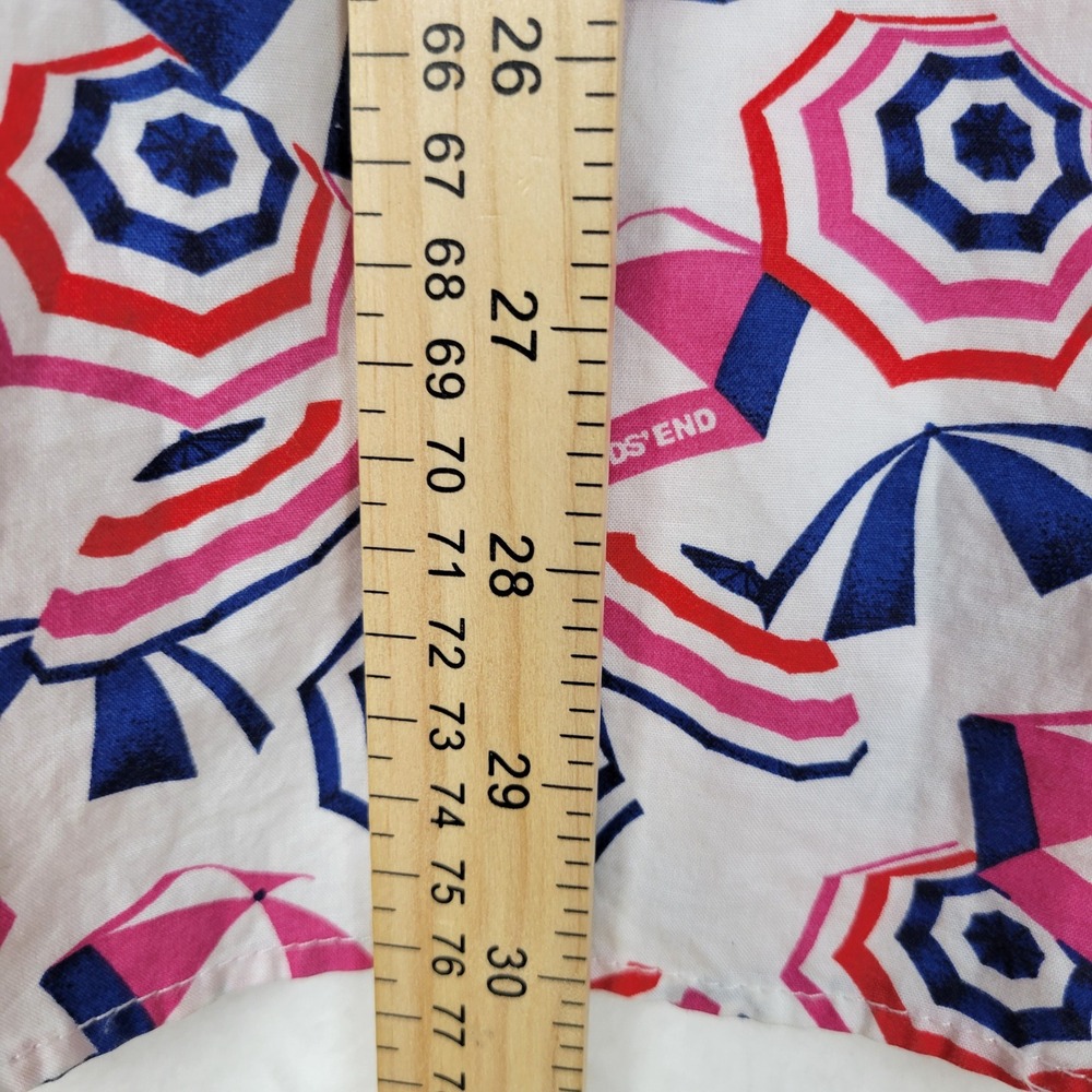 Lands' End Womens Blouse 2X Umbrella Print‎ Cotton Coastal Beach Preppy Cute - Picture 7 of 9